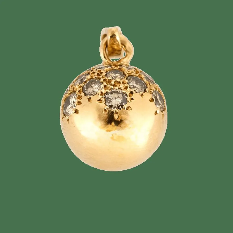 Pendentif "boule" en or jaune sertie de diamants