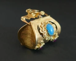 Pendentif Breloque Rubis et Turquoises
