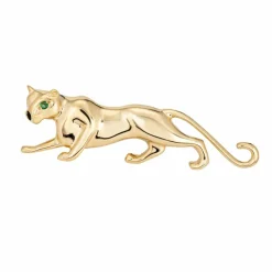 Pendentif broche en or jaune vintage panthere