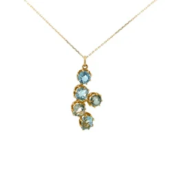 Pendentif Cascade en Or jaune, Aigue marine