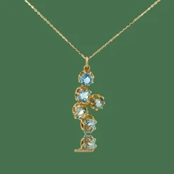 Pendentif Cascade en Or jaune, Aigue marine