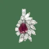 Pendentif Cccktail or blanc rubis et diamants