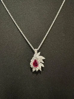 Pendentif Cccktail or blanc rubis et diamants