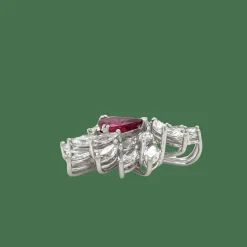 Pendentif Cccktail or blanc rubis et diamants