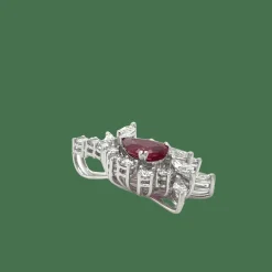 Pendentif Cccktail or blanc rubis et diamants