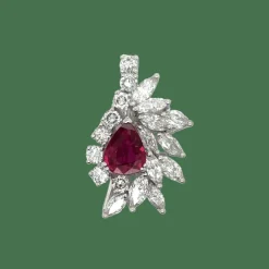 Pendentif Cccktail or blanc rubis et diamants