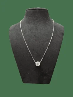 Pendentif chainette or blanc et diamant