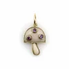 Pendentif Champignon Magique en or jaune, quartz crème et améthyste
