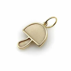 Pendentif Champignon Magique en or jaune, quartz crème et améthyste