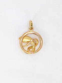 Pendentif charms ancien serpent or jaune