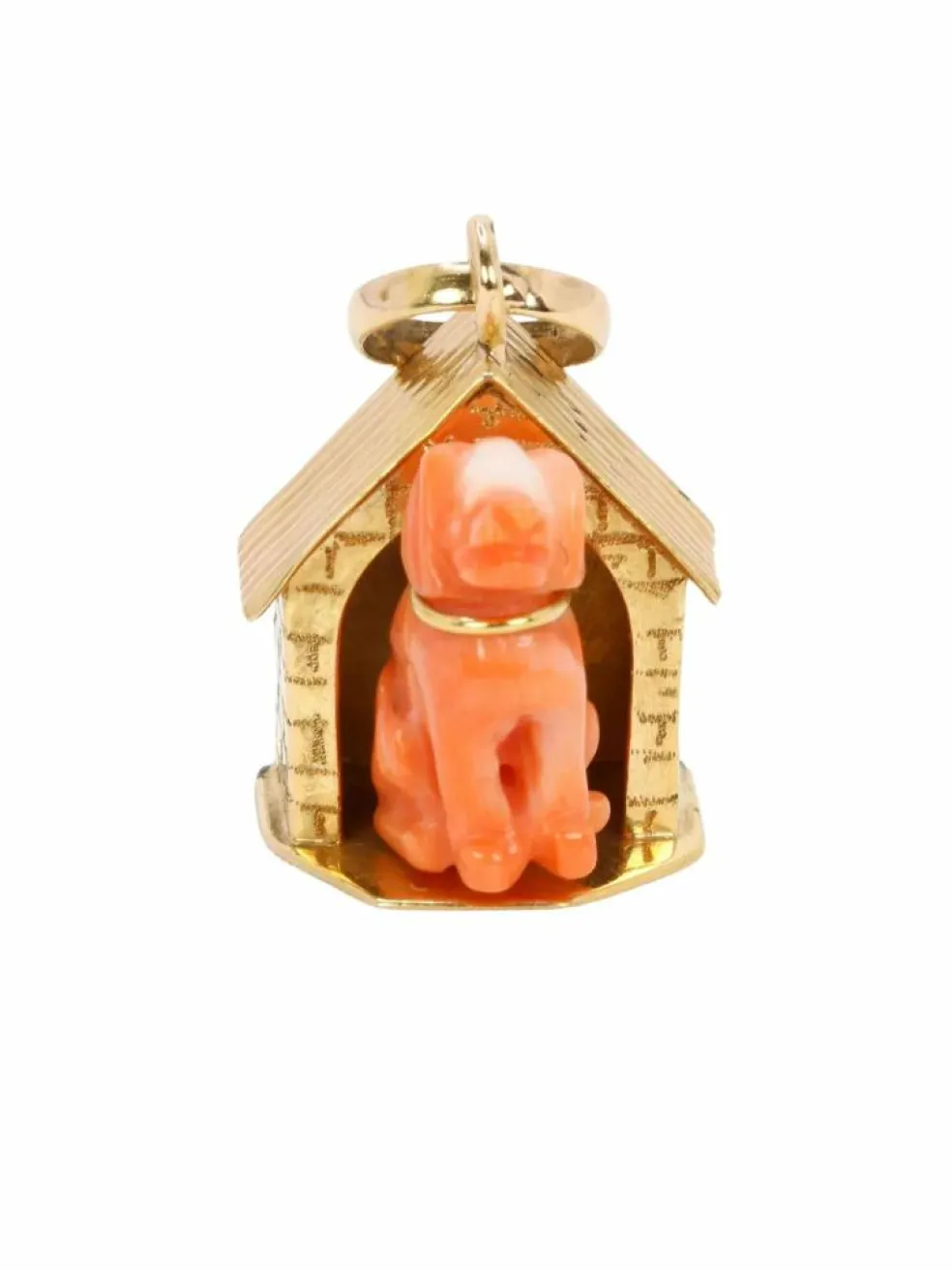 Pendentif Charms chien or jaune corail
