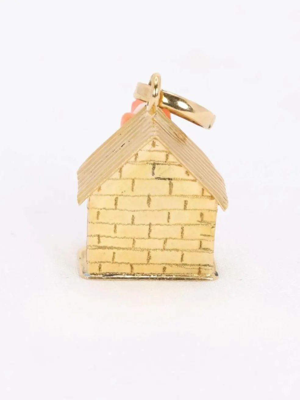 Pendentif Charms chien or jaune corail