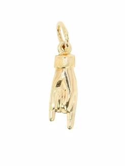 Pendentif Charms main signe des cornes or jaune