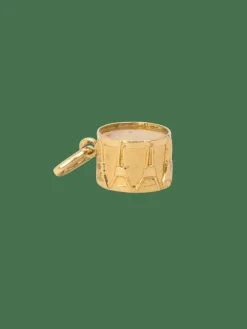 Pendentif charms tambour vintage or jaune