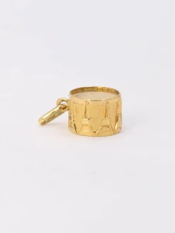 Pendentif charms tambour vintage or jaune