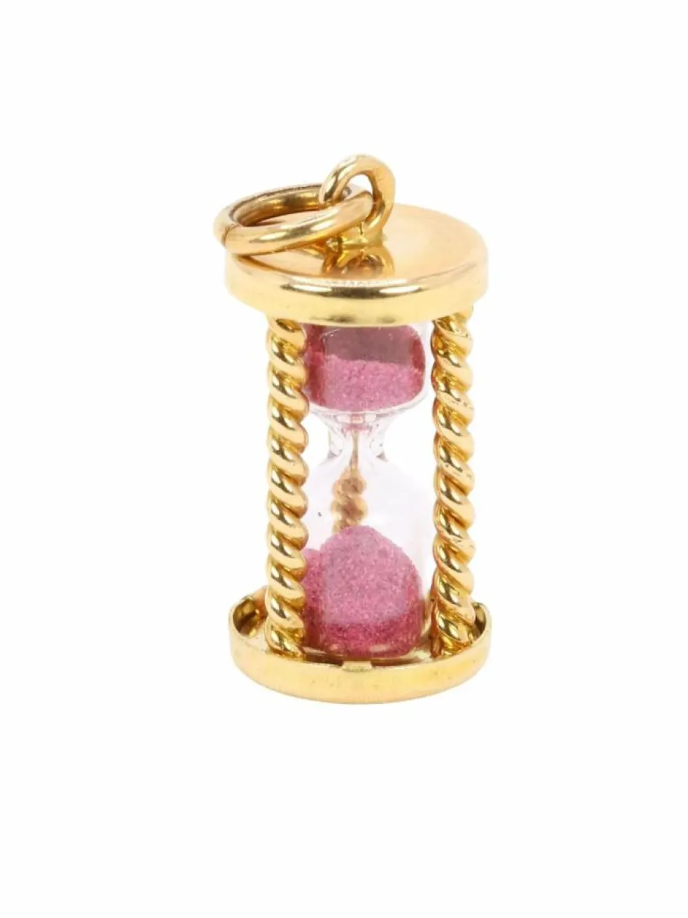 Pendentif charms vintage sablier or jaune