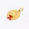 Pendentif charms vintage chapeau or jaune email rouge
