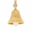 Pendentif charms vintage cloche or jaune perle