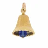 Pendentif charms vintage cloche or jaune pierre bleue