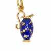 Pendentif charms vintage pichet or jaune émail bleu