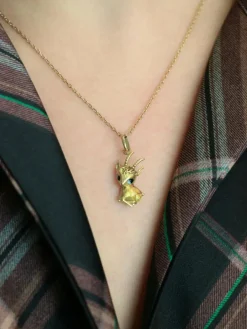 Pendentif charms vintage Daim or jaune émail