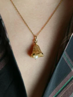 Pendentif charms vintage cloche or jaune perle