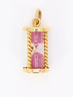 Pendentif charms vintage sablier or jaune