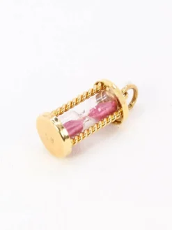 Pendentif charms vintage sablier or jaune