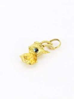 Pendentif charms vintage Daim or jaune émail