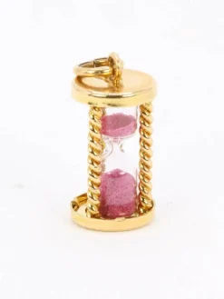 Pendentif charms vintage sablier or jaune