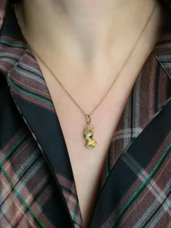 Pendentif charms vintage Daim or jaune émail