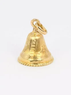 Pendentif charms vintage cloche or jaune perle