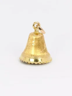 Pendentif charms vintage cloche or jaune pierre bleue