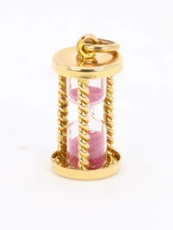 Pendentif charms vintage sablier or jaune