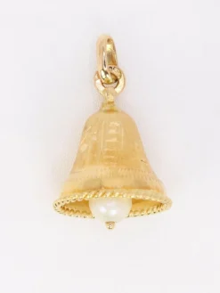 Pendentif charms vintage cloche or jaune perle