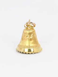 Pendentif charms vintage cloche or jaune pierre bleue