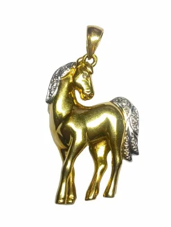 Pendentif cheval en or jaune et blanc