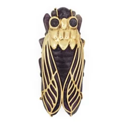 Pendentif cigale vintage en or jaune avec améthyste sculptée