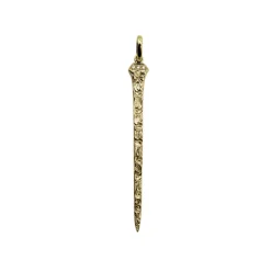 Pendentif clou porte-bonheur gravé or diamants