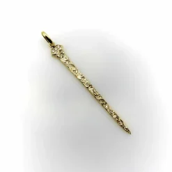 Pendentif clou porte-bonheur gravé or diamants