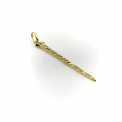 Pendentif clou porte-bonheur gravé or diamants