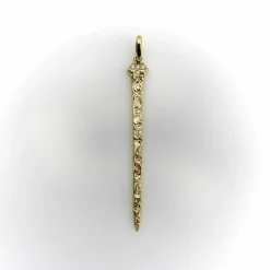 Pendentif clou porte-bonheur gravé or diamants