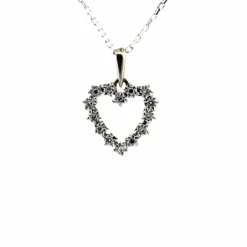 Pendentif Coeur Or Blanc 18k & Diamants