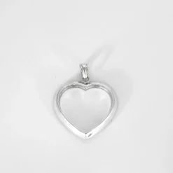 Pendentif Coeur or blanc diamants