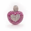 Pendentif Coeur Or blanc 18k Diamants et Rubis