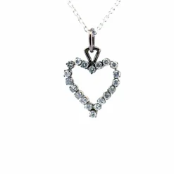 Pendentif Coeur Or Blanc 18k & Diamants