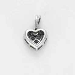 Pendentif coeur or blanc et diamants
