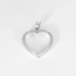 Pendentif Coeur or blanc diamants