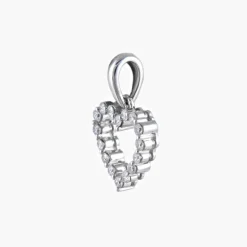 Pendentif "coeur" or blanc et diamants