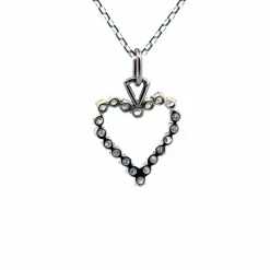 Pendentif Coeur Or Blanc 18k & Diamants